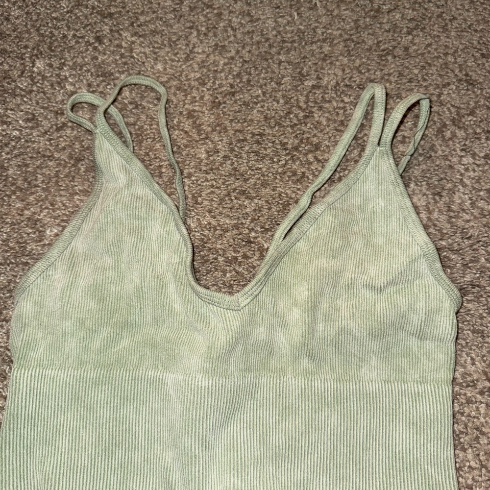 Sage Green Ribbed Crop Top